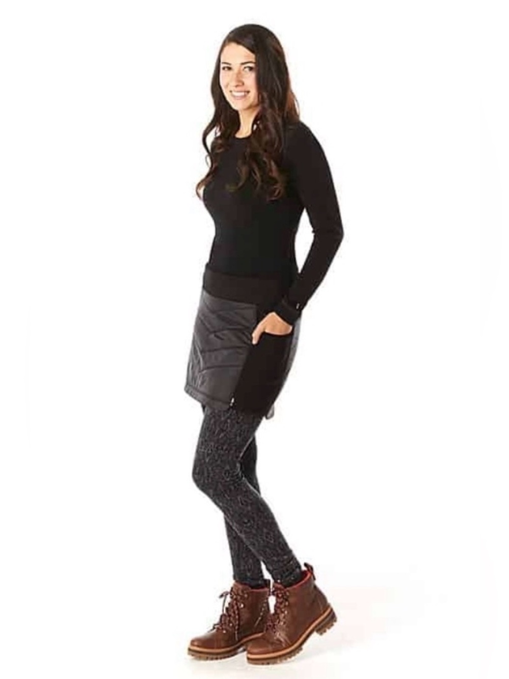 Smartwool Black Smartloft Mini Skirt XS Pockets Warm Pull-On Gorpcore Outdoors